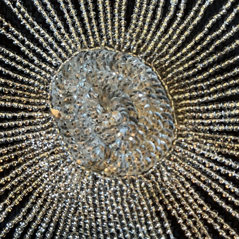 Vtg Disco Beaded Sequin Rhinestone Size Small Elegant Evening Gatsby 100% Silk - Picture 15 of 16